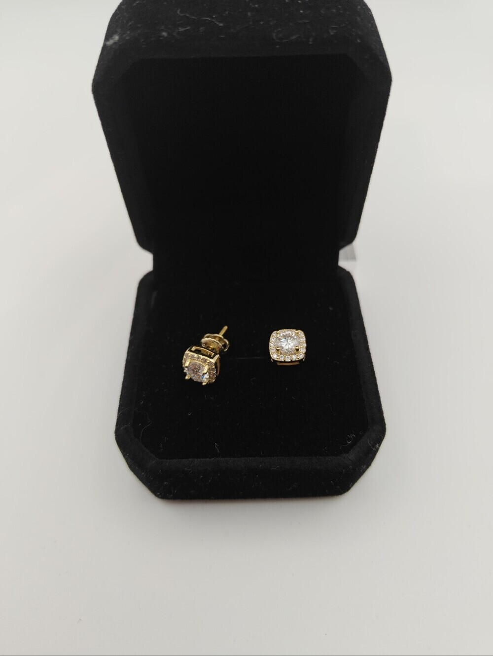 Square style with centerstone earrings2CT VVS1 moissanite 925S Gold Plated